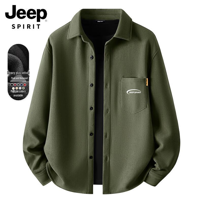 JEEP SPIRIT Men s Fleece-Lined Corduroy Long-Sleeve Shirt 3XL