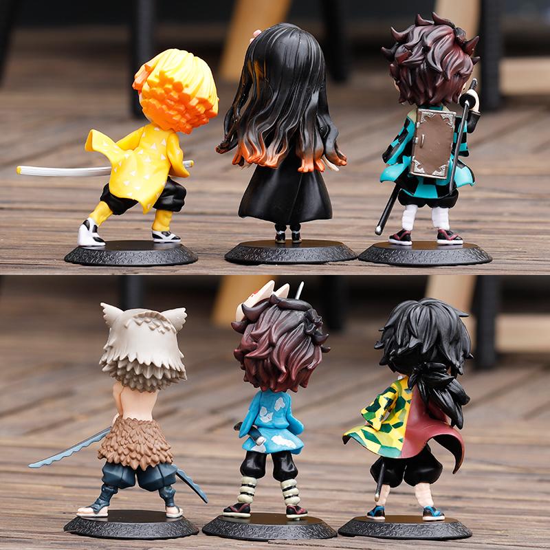 1/6pcs Anime Figure Demon Slayer Q Posket  Kimetsu No Yaiba Doll Tanjiro Nezuko Zenitsu Kawaii model PVC Toy desktop decoration