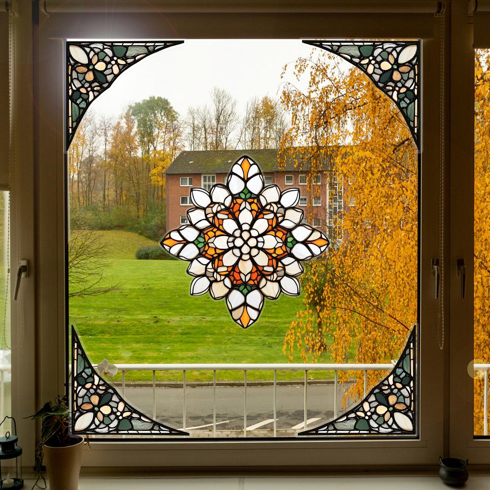 Colorful Window Film PVC Electrostatic Church Glass Decal Wall Sticker Art Mural Wallpaper for Home Decoration