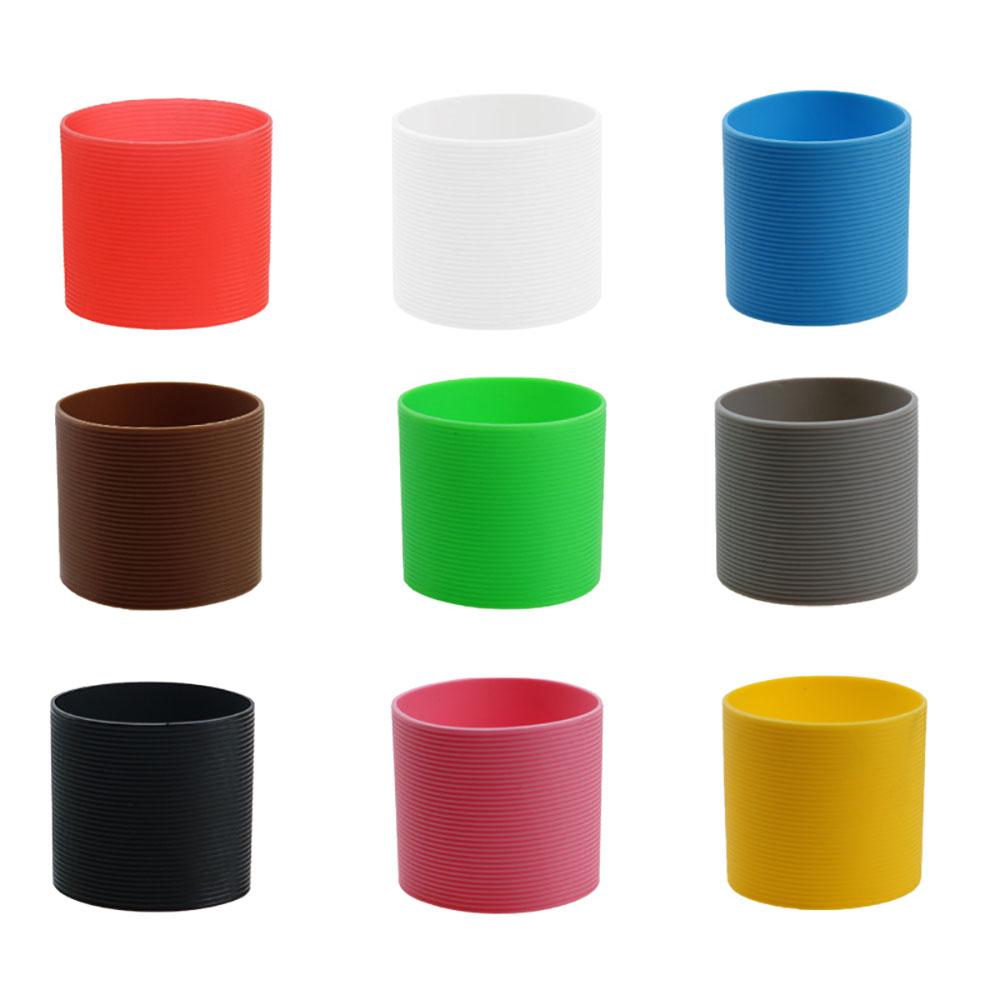 Silicone World 6CM Silicone Heat Insulated Cup Sleeve Stripes Non-slip Wraps For Glass Cup Sleeve Water Bottle Kettle Cover