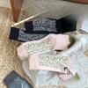 Women's Autumn and Winter Retro Checkered Piled-up Socks, Cotton Socks, Mid-calf Socks, Single-shoe Women's Socks