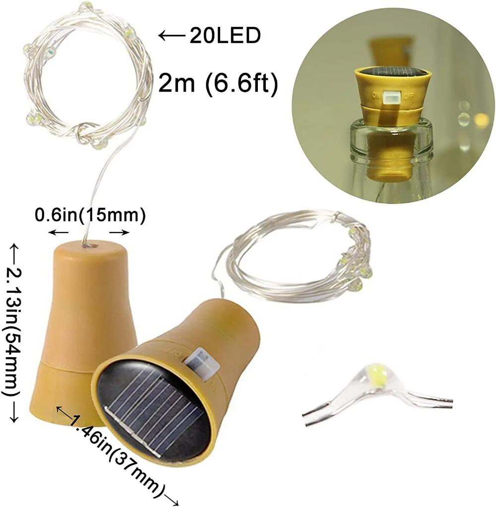 Solar Power Wine Bottle Lights LED Waterproof String Light Outdoor Fairy Garland Lights Christmas Wedding Bar Hotel Decoration