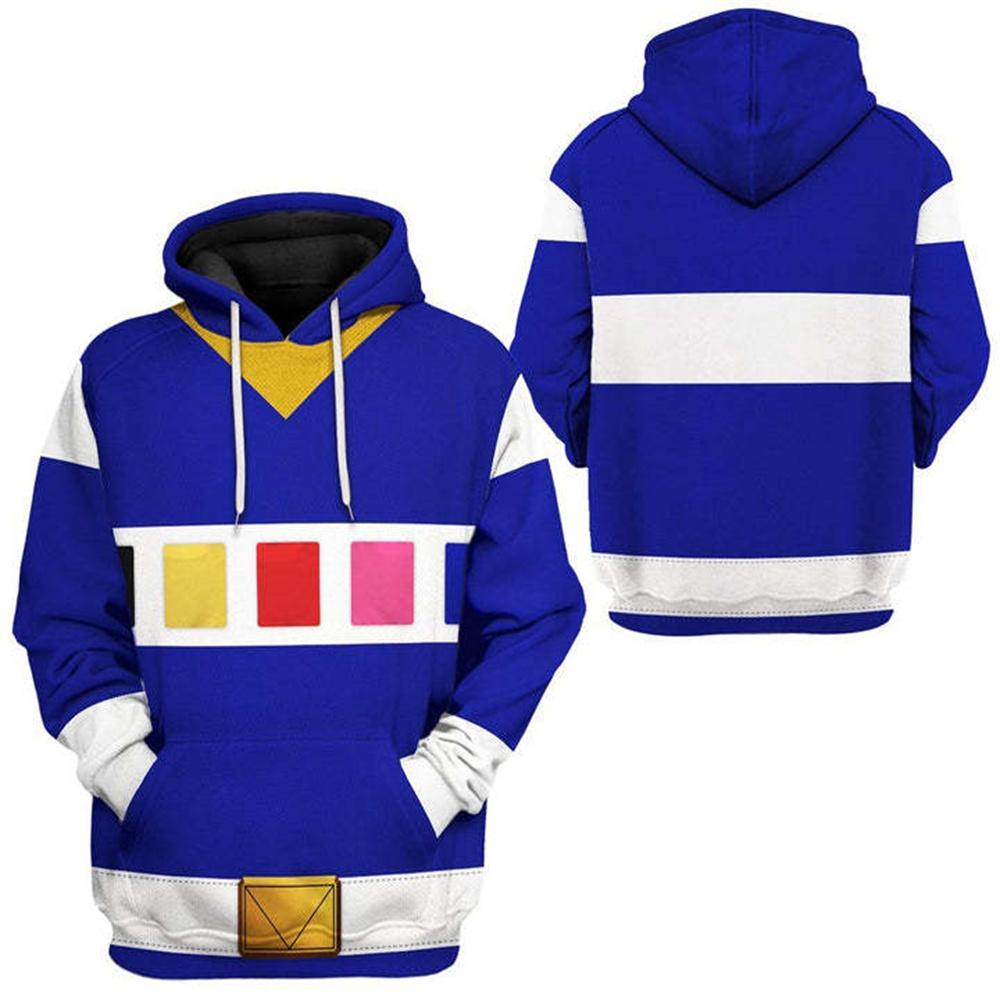 Blue Ranger Costume Hoodie Unisex Power Rangers In Space Inspired 3D Print Cosplay Pullover Hooded Sweatshirt For Men Women