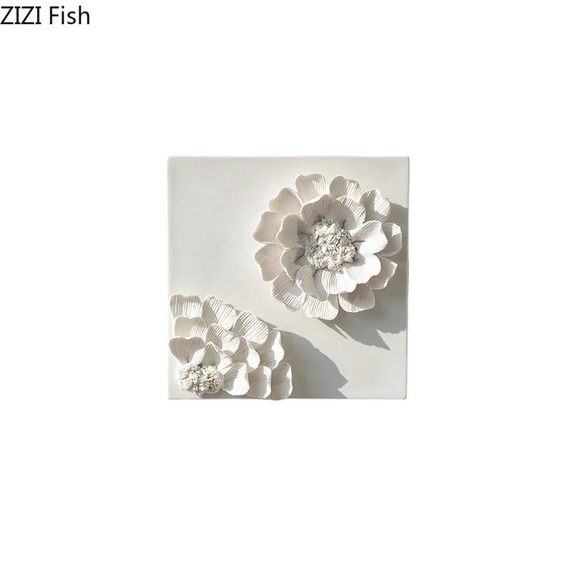 Blooming White Flower Wall Hanging Paintings Living Room Decoration Background Display Wall Mounted Floral Petals Ornaments