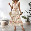 Independent station long dress summer new European and American women's clothing printed sleeveless dress