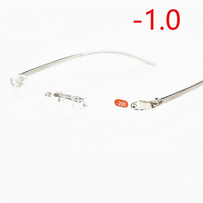Acrylic Lens Rimless Finished Myopia Glasses Women Men  Ultra Thin Soft Frame Nearsighted Eyeglasses Unisex -1.0 To -4.0
