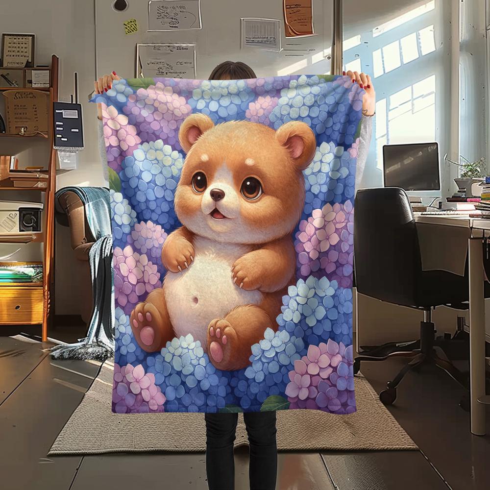 1 ks Flanelová deka s kresleným potiskem, Vysoce kvalitní, Pohodlná pro všechna roční období, Domácí dekorace, Teplo a pohodlí, Perfektní jako vánoční dárek k narozeninám