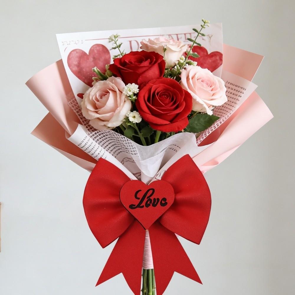 5 Pieces Romantic LOVE Bow Decoration Handmade Solid Color Bow Flower Packaging EVA Big Bow Hugging Bucket Gift Giving