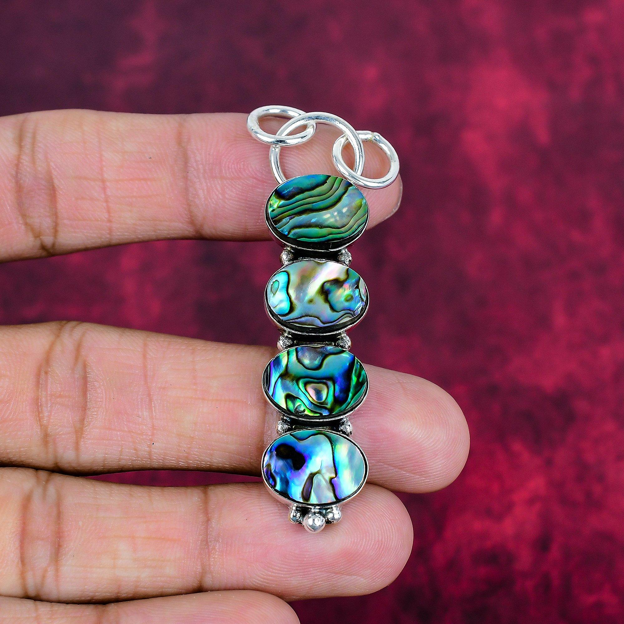 

Подвеска из цельного серебра 925 пробы с ракушкой Abalone Shell, ювелирные изделия с подвеской из драгоценных камней ручной работы, подарки для жены, абсолютно новый кулон 2.63 Inches синий