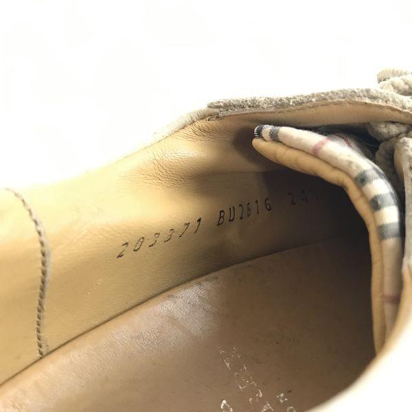 Burberry LONDON Leather Shoes Sneakers Beige Tan Check Pattern Size 24.5(USED)