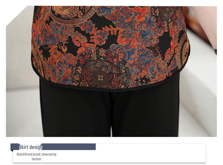 Elegant Summer Silk Blouse for Elderly Women - Short-Sleeved Noble Mother's Wear