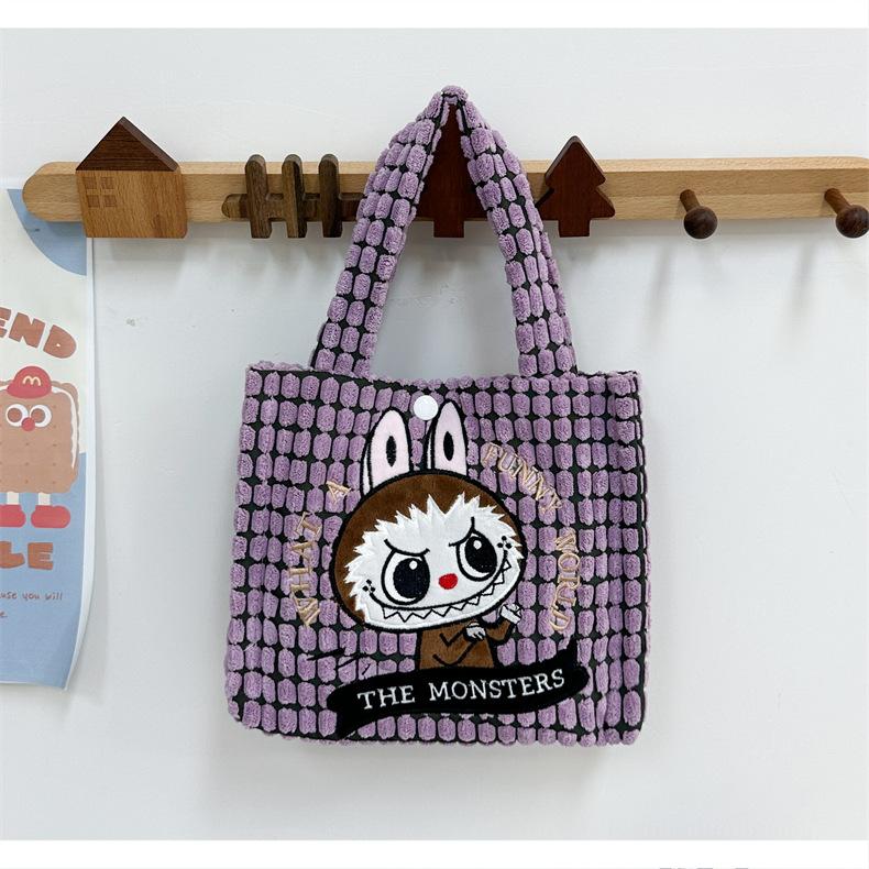 Autumn and winter plush bag for women, cute crossbody handbag, cartoon tote bag, versatile Labu doll bag
