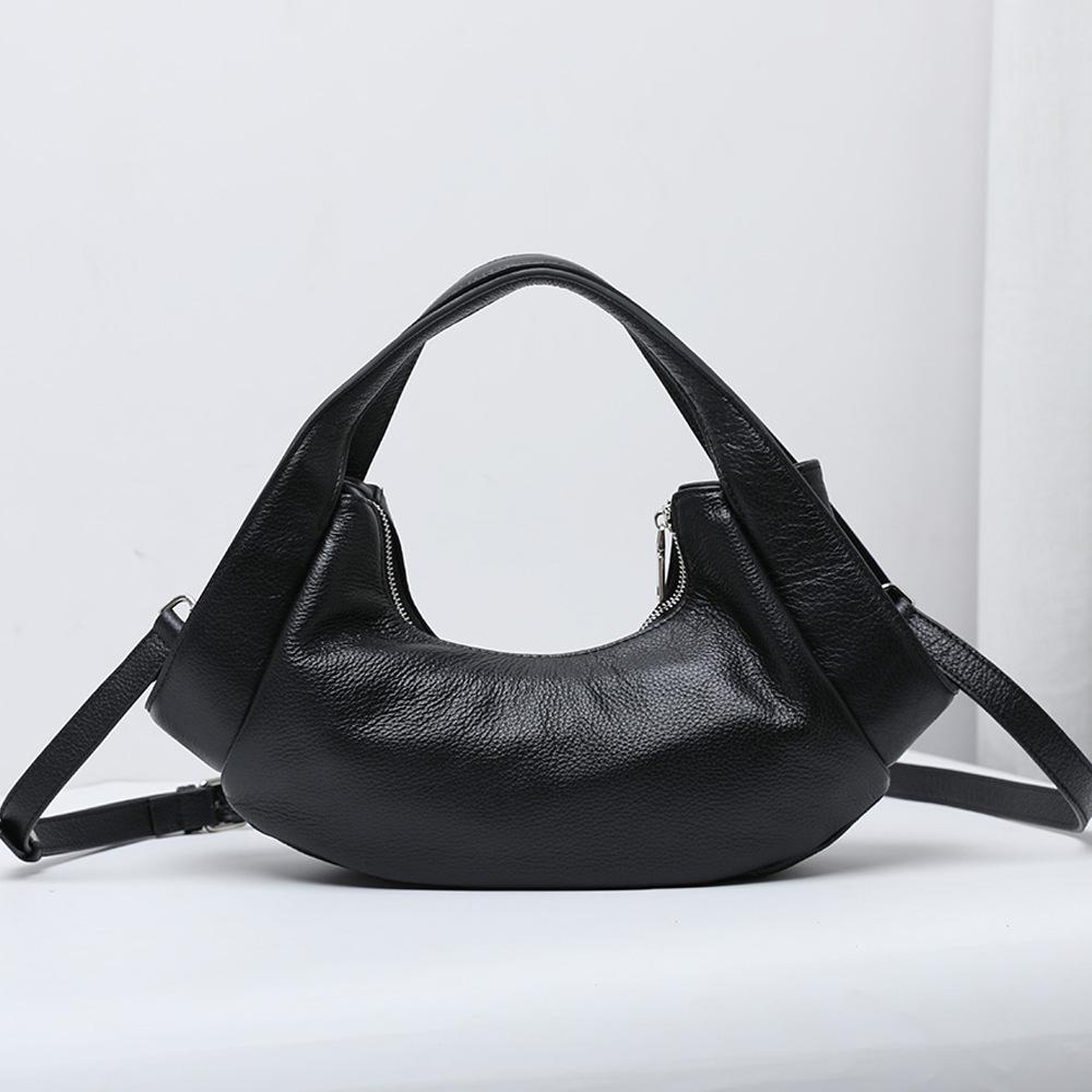 100% Full First Layer Cowhide Women'S Shoulder Messenger Handbag Genuine Leather Dumpling Bag