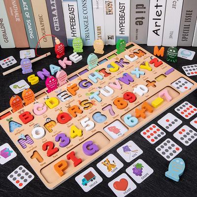 Kids Montessori Educational Wooden Math Toys Children Busy Board Count Shape Colors Match Fishing Puzzle Learning Toys Gifts