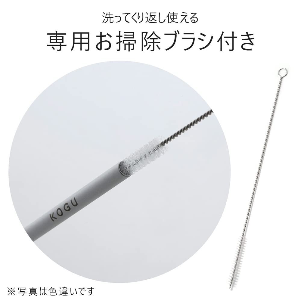 KOGU Coffee Kogu Straw, Aluminum, 7mm [Made in Japan], Reusable and Washable, with Brush, Eco-Friendly, for Cold Drinks, Black, Tsubame-Sanjo, 43941,