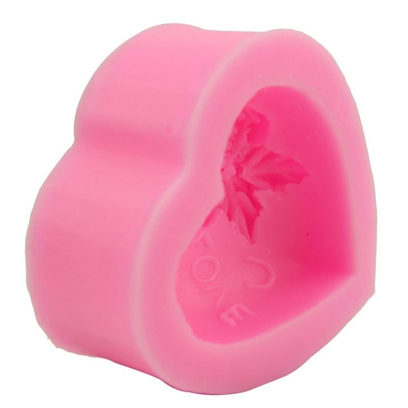 Heart Love Rose Flower 3D Silicone Soap Mold Food Grade Fondant Molds Cake Chocolate Candle Clay Cra