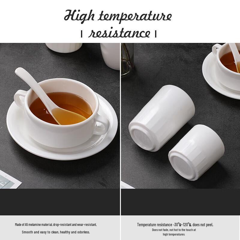 Homeglen A5 White Melamine Tea Cups (10-Pack)