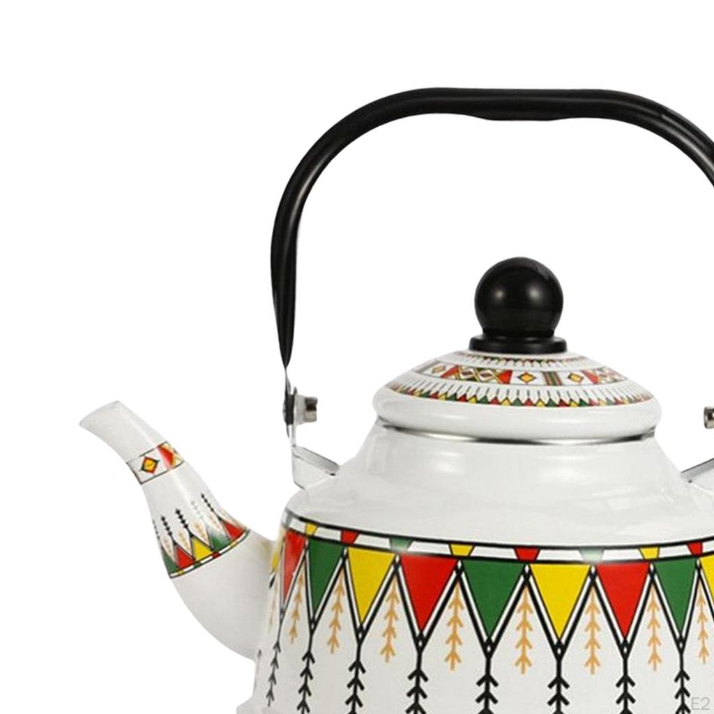 Pattern Tea Tableware 25l Pot With Steel Handle Enamel Kettle For Family Office Kitchen Outdoor