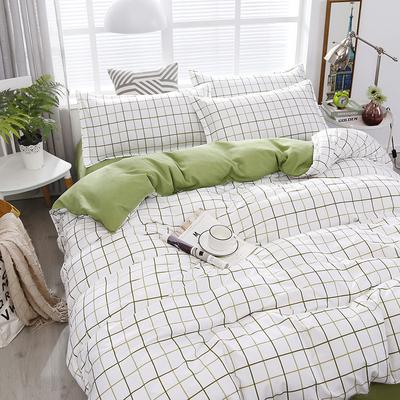 Módní ložní souprava Bílá Zelená Povlečení na dvojlůžko Nordic Povlak na polštář Queen Size Flat Sheet Classic Grid Kids Winter