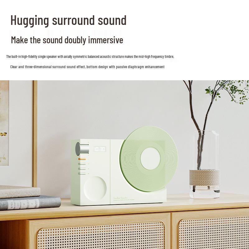 Portable Retro Vinyl Bluetooth Speaker with USB Charging, TF Card Support & Clock