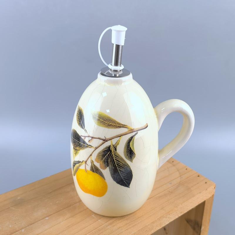 Household Ceramic Oil Bottle, Kitchen Oil Pot, Seasoning Oil Pot, Dual-Purpose Leak-Proof Oil Bottle, Soy Sauce Vinegar Oil Bottle, Spice Bottle