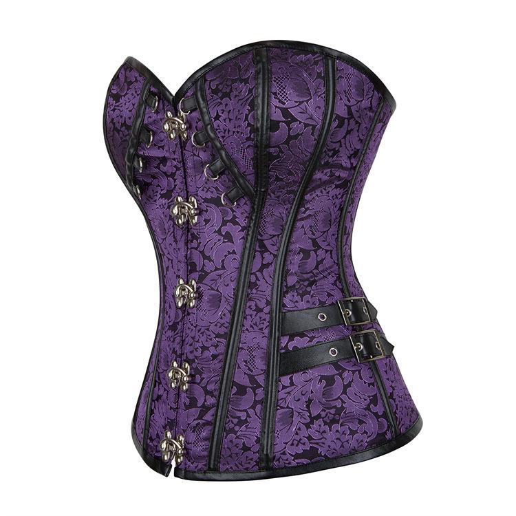 Haut sculptant amincissant rétro gothique violet pour femme