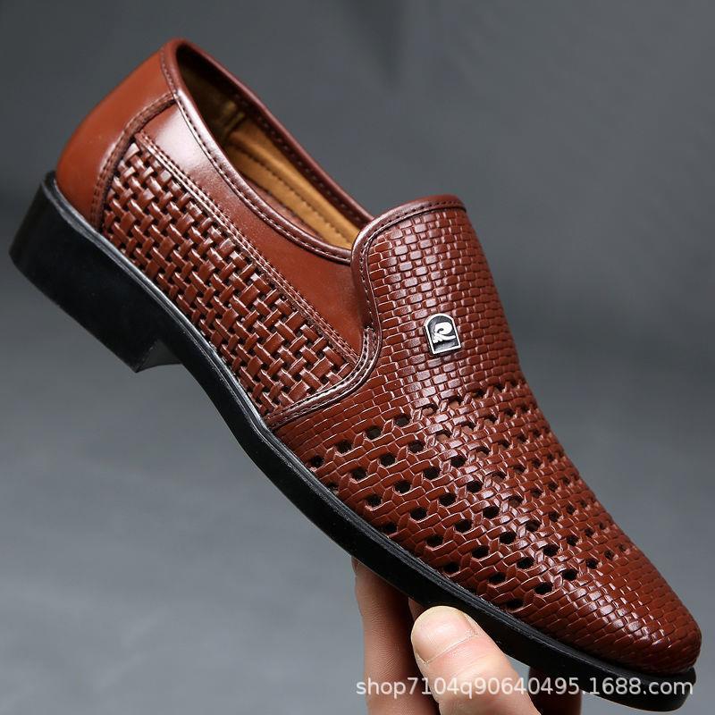 Leather Business Sandals for Men Breathable Loafers Office Party Wedding Men Shoes Mesh Sandals Men Shoes