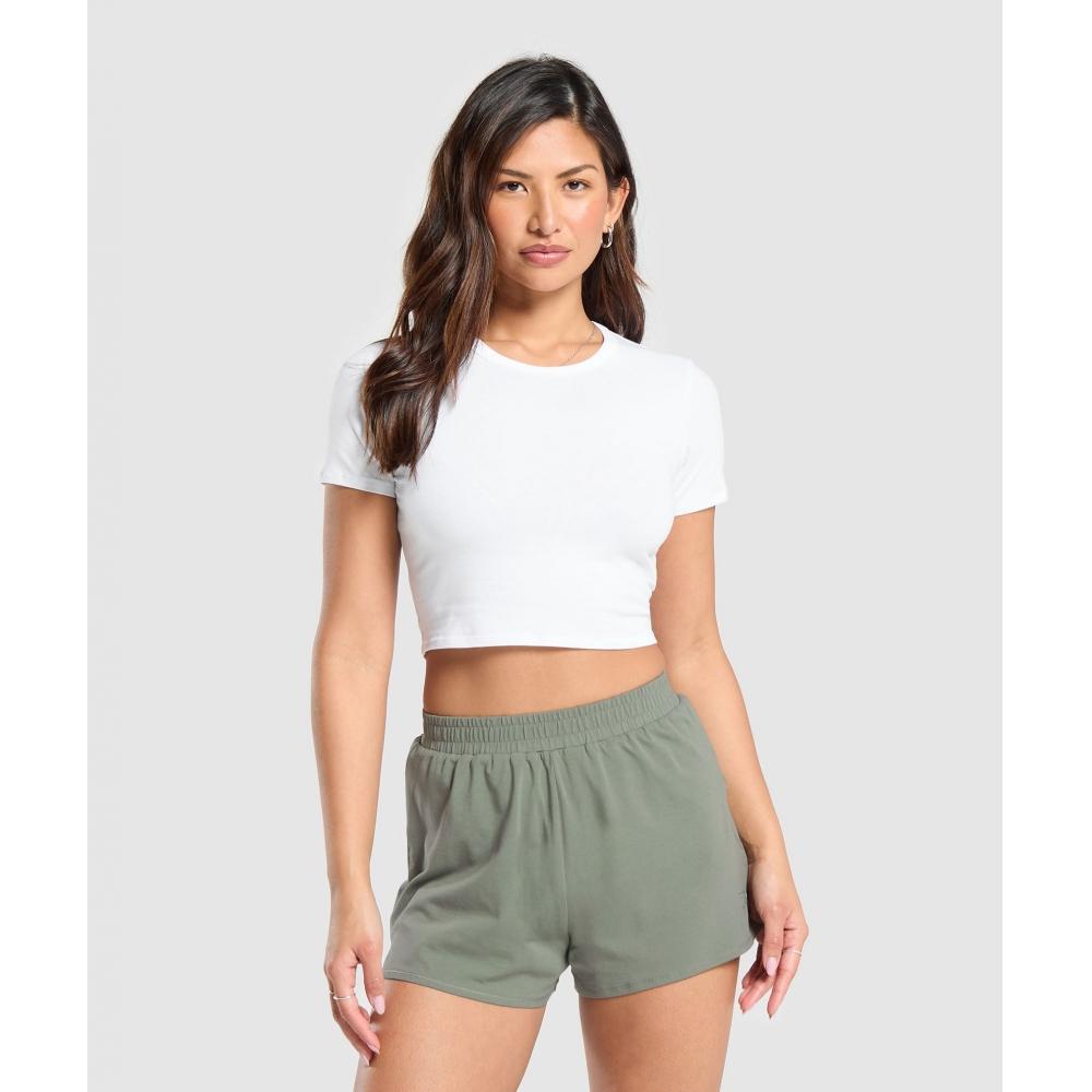 

Укороченный хлопковый топ GYMSHARK Белый B6A8C WB57 XXS