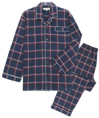 NISHIKI Long Sleeve Pajamas for Fall and Cotton Top and Bottom with Pants X Red Size Men's Winter, 100% Flannel, Skin-Friendly, Front-Opening, Set,