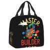 Custom Brick Builder Blocks Master Builder Insulated Lunch Tote Bag for Women Resuable Cooler Thermal Food Lunch Box Children