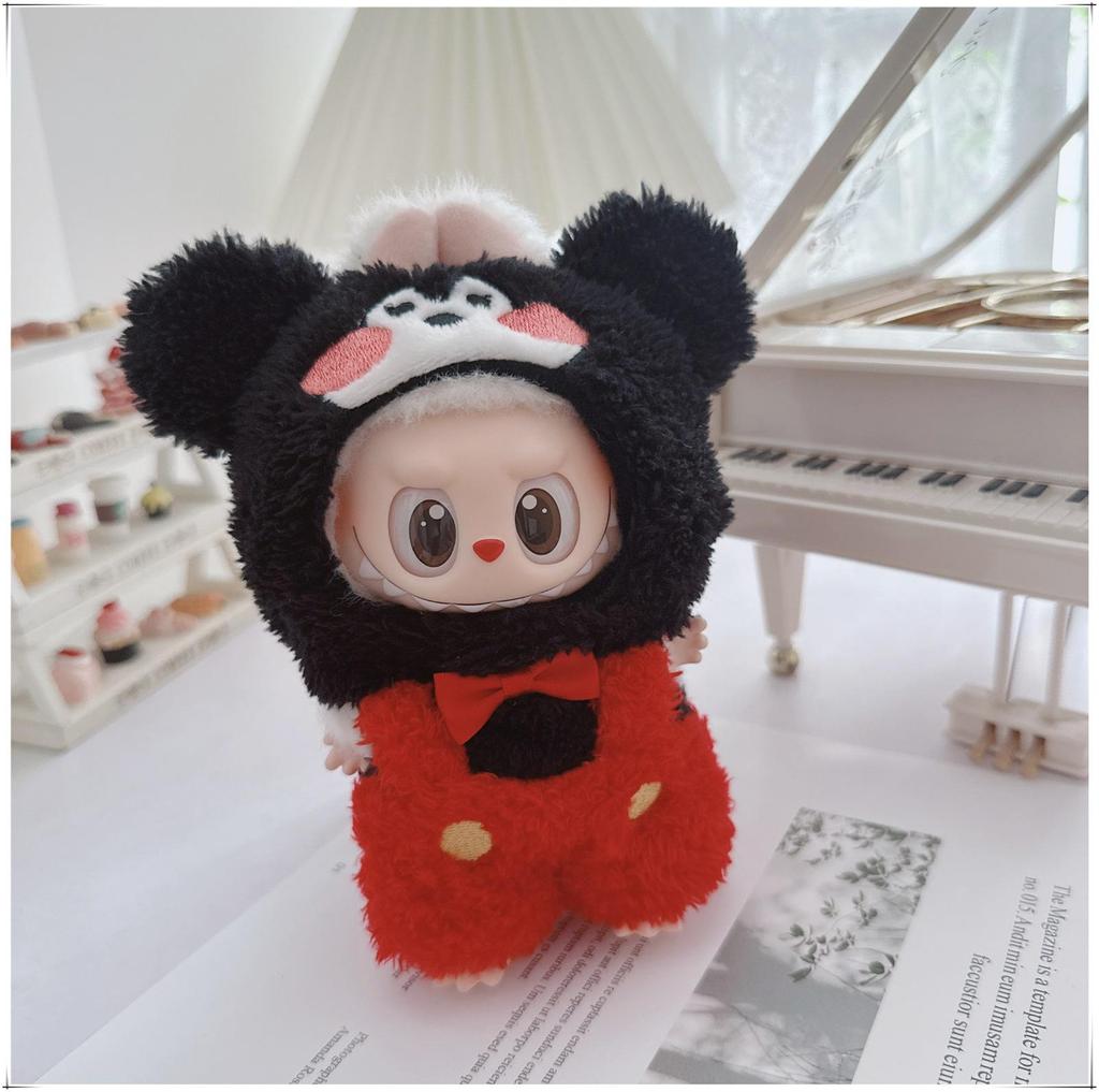 First, Second, and Third Generation Labubu Doll Clothes: 17cm Plush Onesie for 10cm Labubu Dolls, Cute Cartoon Design