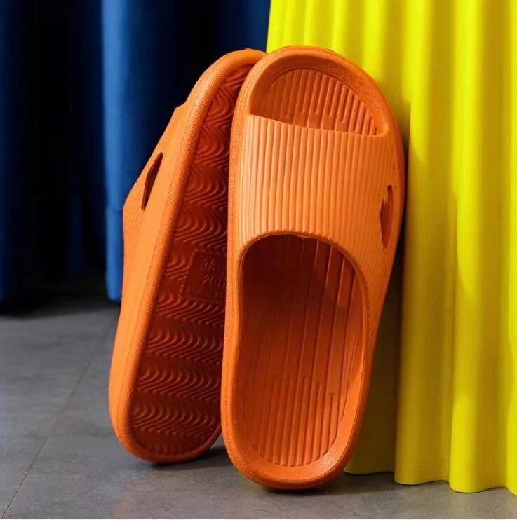 Summer Unisex Slippers Women Solid Color Eva Indoor Bath Thick Platform Men Anti Slip Soft Home Flip Flops Comfort Beach Sandals