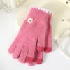 Finger gloves winter women's new thickened warm solid color cute student cycling cold-proof wool gloves women