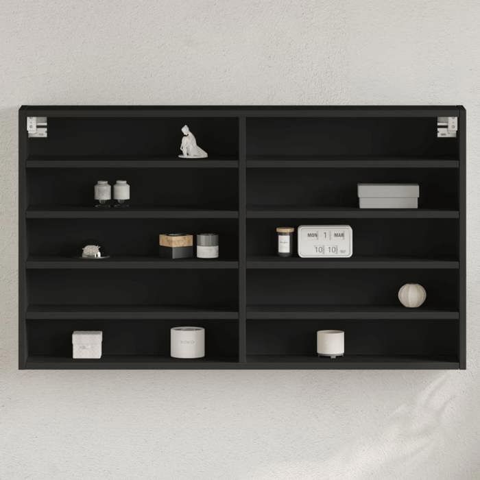 VidaXL Black Display Cabinet 100x15x58 Cm Engineered Wood, Wall Cabinet, Wall Storage Cabinet, Cabinet 847927