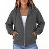 Women's Color Loose Fit Hooded Jacket with Zipper Winter Coat
