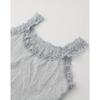 Women's Beige Lace Trim Tank Top Solid Color Square Neck Sleeveless Cami