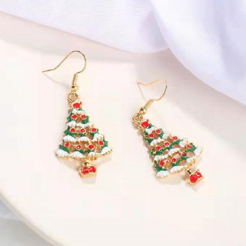 Fashion Zircon Christmas Tree Earrings For Women Shiny Rhinestone Snowflake Santa Claus Earring New Year Jewelry Jewelry Gifts