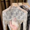 Women's Sheer Perspective Lace Bottoming Shirt, Half Turtleneck Mesh Top, Fashion Thin Sweater Inner Wear