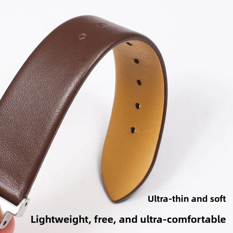 17/19/21mm thin Genuine leather watch strap For Swatch YGS YCS Yas YVB404 YVS420 YVS454 watchband Red White Blue Men women band