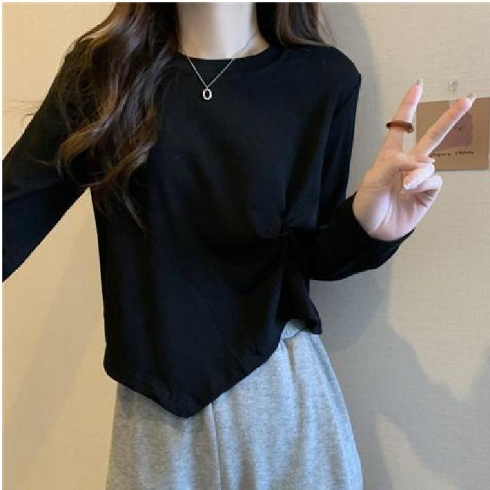 

Модная женская футболка с длинным рукавом асимметричного кроя, большого размера, облегающий верх на весну/осень L