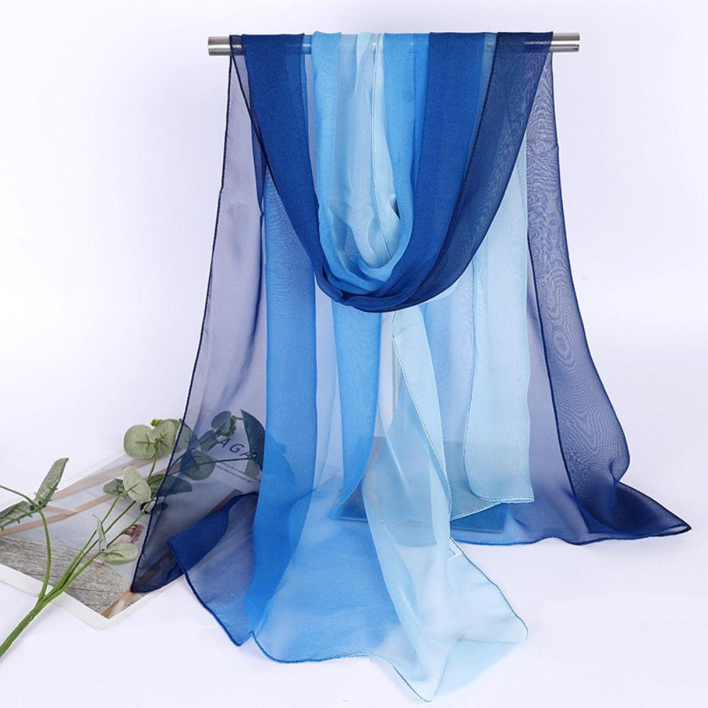 Silky Touch Neck Scarf Gradient Color Shawl Hijab Fashion Long Gauze Headwrap for Women