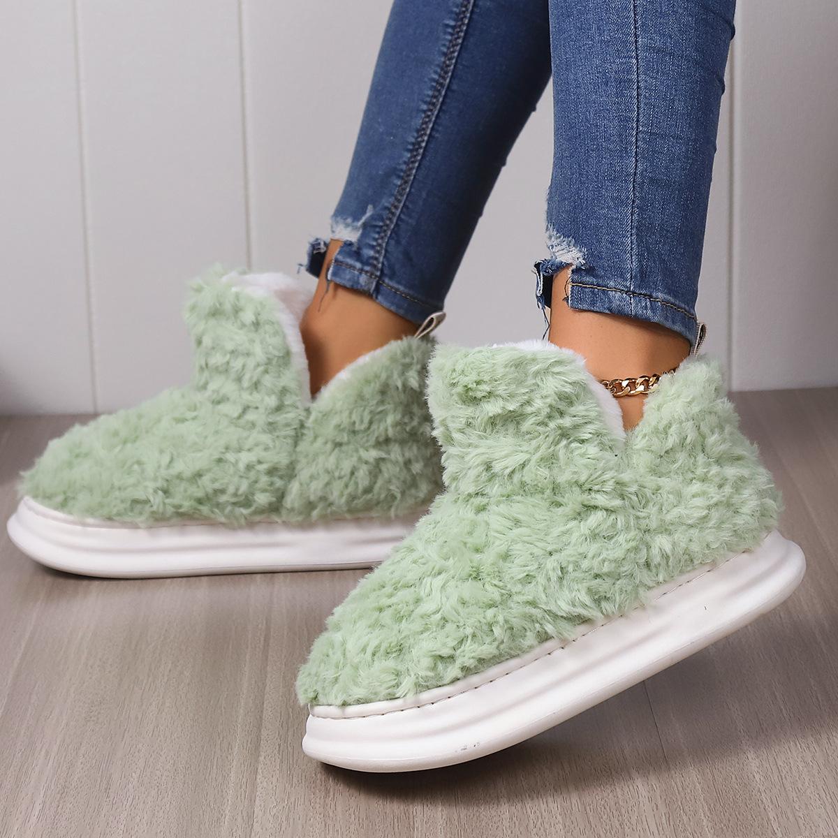 

Женские теплые меховые тапочки для пар, зимняя обувь на платформе, мягкая плюшевая толстая подошва для девочек и мальчиков, зимние сапоги для улицы, пушистая обувь 40-41