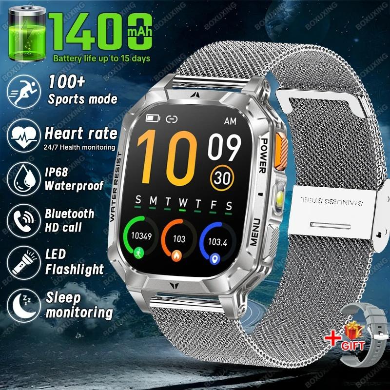 Neue Militärqualität 1400 mAh Akku Smartwatch Herren 2,01" Bildschirm 5ATM Wasserdicht GPS Track Sport Fitness Smartwatch