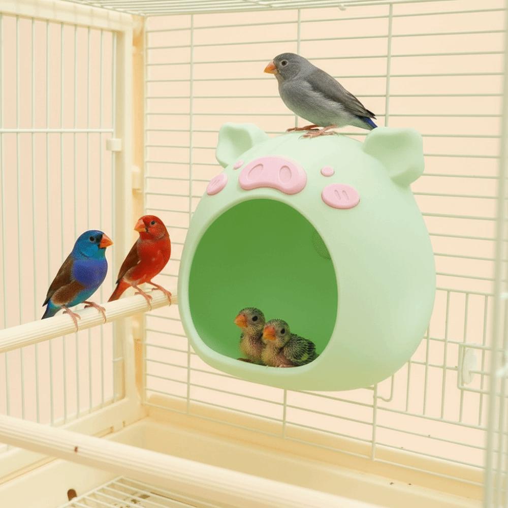 Cartoon Bird Breeding Nest Pig Shape Plastic Pet Habitat Bite Resistant Wear-resistant Hanging Hamster House Birdcage