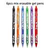 Set of Retractable Gel Pens with a 0.5Mm Tip, Perfect for Correcting Mistakes with Washable Barrels. Including 6 Erasable Pens