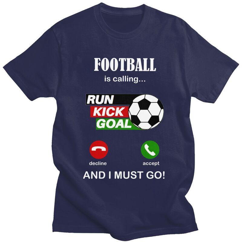 

Football Is Calling T Shirts Men Pure Cotton Tee Tops Valentines Day Gift Tshirts Short Sleeve Fashion Tshirt Clothes 4XL