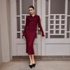 Chic Lace Knit Dress - New Autumn Winter Chunky Knit Wrap Dress with Stand Collar