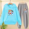 Doraemon Ciepły Zimowy Zestaw Bluza Dziecięca, Codzienny Sportowy Długi T-shirt z Kapturem i Długie Spodnie Odpowiedni dla Chłopców Dziewczynek w Wieku od 3 do 12 Lat