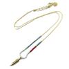 7bis [Q1533] - Handmade 'Boho' Turquoise Gold Necklace (feather) - 12x4 Mm