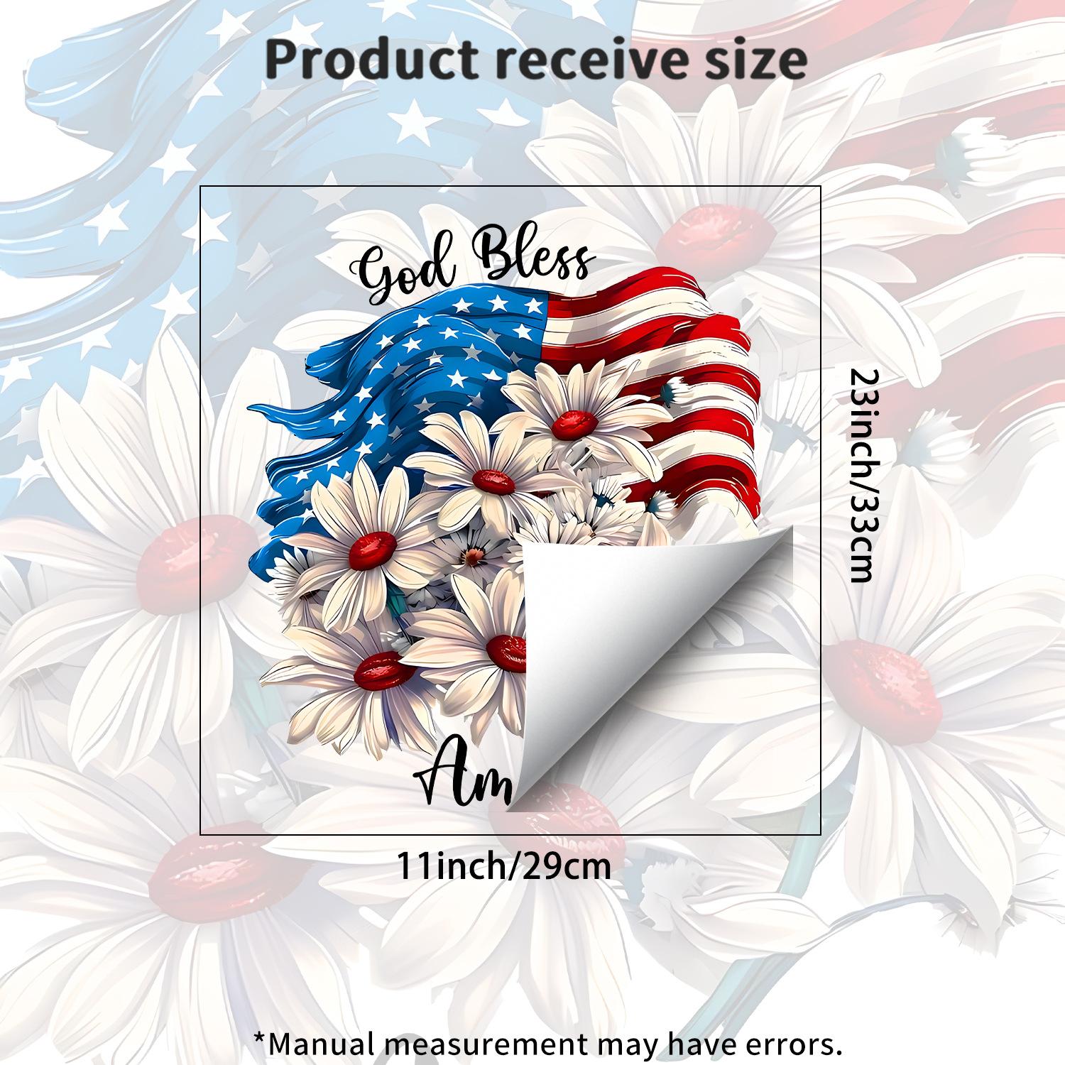 

Static Cling Window Stickers Creative Daisy God Bless America for Balcony Patio Door Living Room Bedroom Home Decor 29X33CM разноцветный